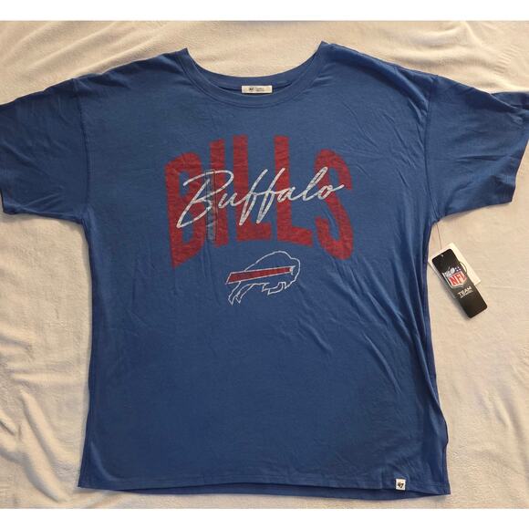 '47 Brand Buffalo Bills Women's NFL Graphic Tee Blue Red Logo NWT Size Large - Picture 3 of 9